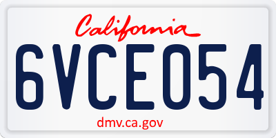 CA license plate 6VCE054