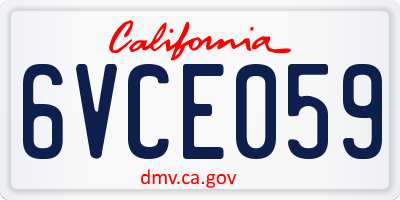 CA license plate 6VCE059