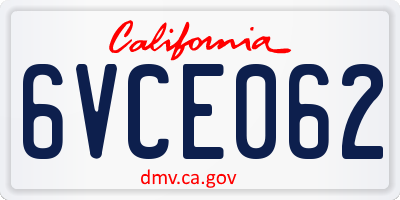 CA license plate 6VCE062