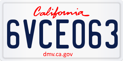 CA license plate 6VCE063