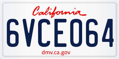 CA license plate 6VCE064