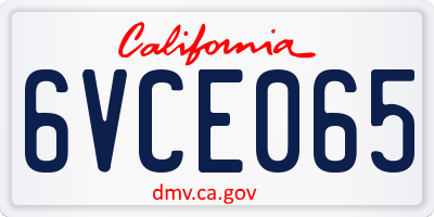 CA license plate 6VCE065