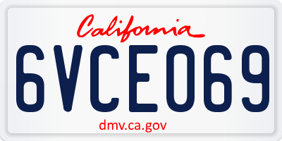 CA license plate 6VCE069