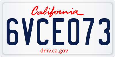 CA license plate 6VCE073
