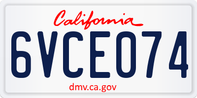 CA license plate 6VCE074