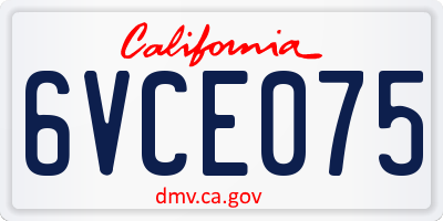 CA license plate 6VCE075