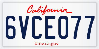 CA license plate 6VCE077
