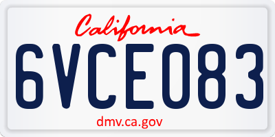 CA license plate 6VCE083