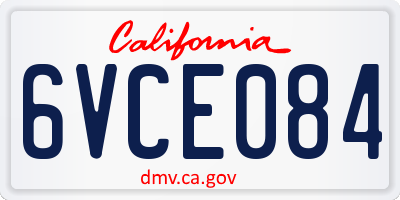 CA license plate 6VCE084