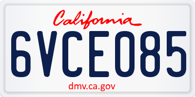 CA license plate 6VCE085