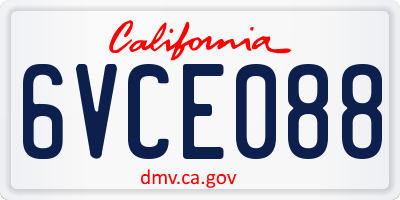 CA license plate 6VCE088
