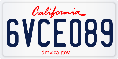 CA license plate 6VCE089