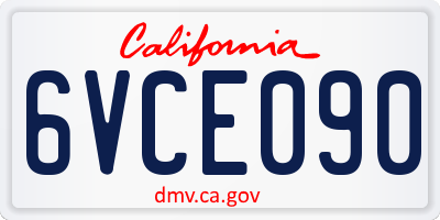 CA license plate 6VCE090