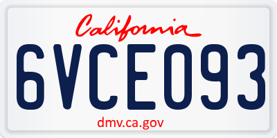 CA license plate 6VCE093