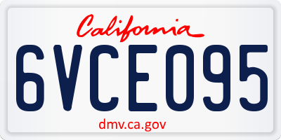 CA license plate 6VCE095