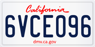 CA license plate 6VCE096