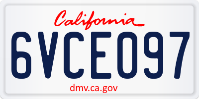 CA license plate 6VCE097