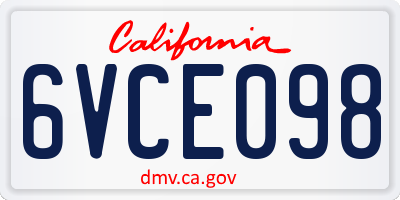 CA license plate 6VCE098