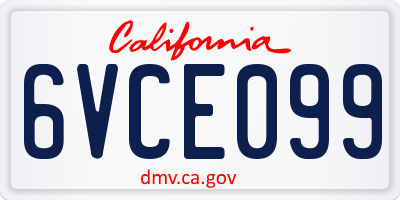 CA license plate 6VCE099