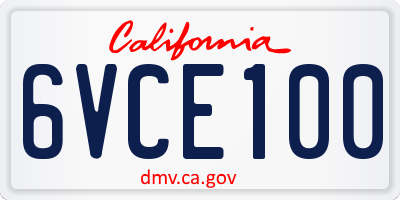 CA license plate 6VCE100