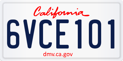 CA license plate 6VCE101