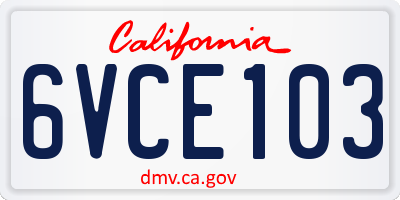 CA license plate 6VCE103