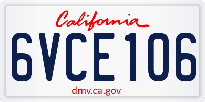 CA license plate 6VCE106