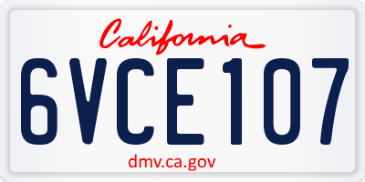 CA license plate 6VCE107