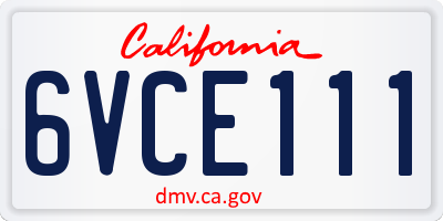 CA license plate 6VCE111