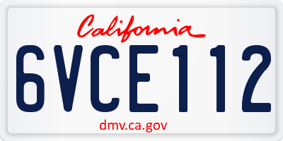 CA license plate 6VCE112