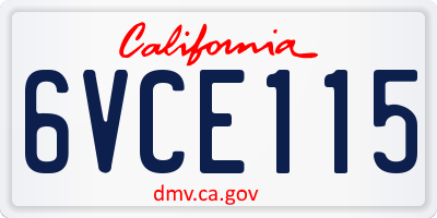 CA license plate 6VCE115