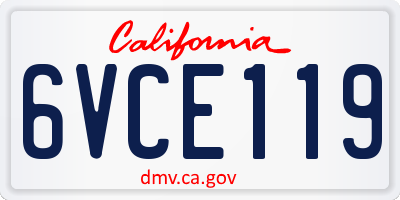 CA license plate 6VCE119