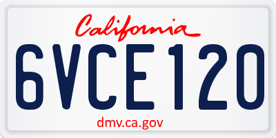 CA license plate 6VCE120