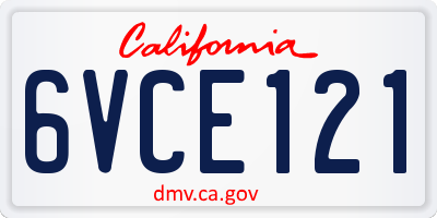 CA license plate 6VCE121