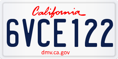 CA license plate 6VCE122