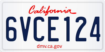 CA license plate 6VCE124