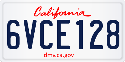 CA license plate 6VCE128