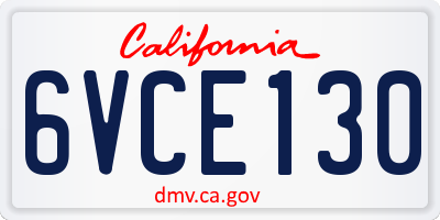 CA license plate 6VCE130