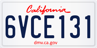 CA license plate 6VCE131