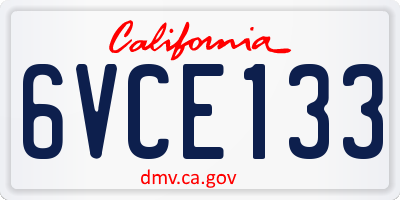 CA license plate 6VCE133