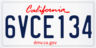 CA license plate 6VCE134