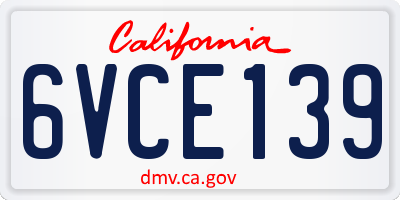 CA license plate 6VCE139