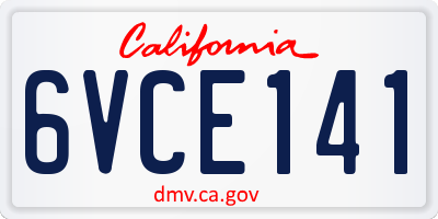 CA license plate 6VCE141
