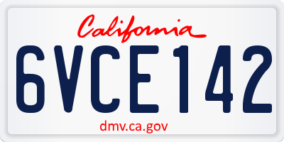 CA license plate 6VCE142