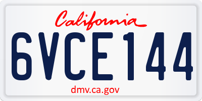 CA license plate 6VCE144