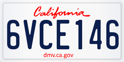 CA license plate 6VCE146