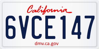 CA license plate 6VCE147