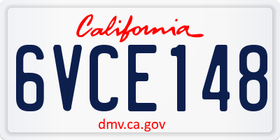 CA license plate 6VCE148