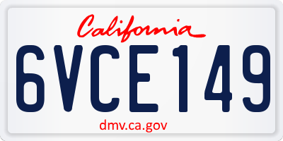 CA license plate 6VCE149