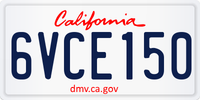 CA license plate 6VCE150